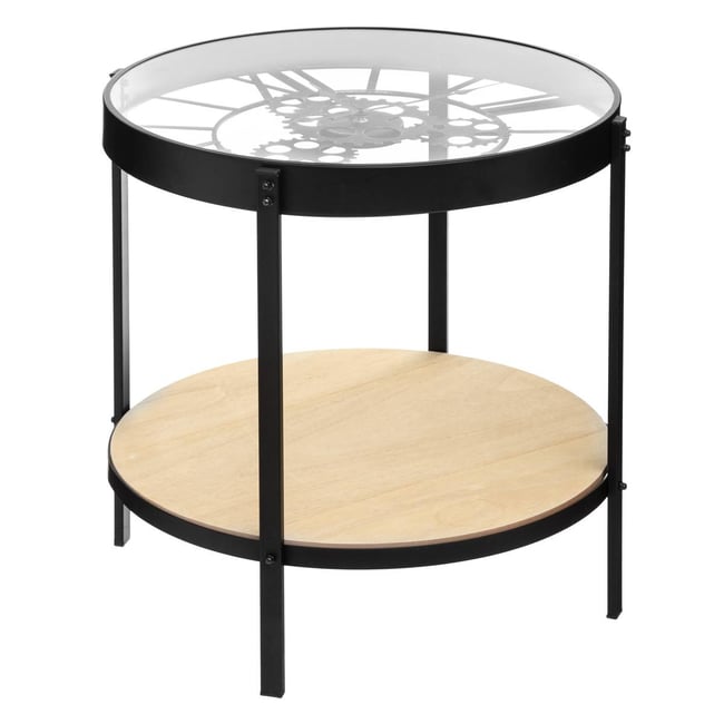 Table d'appoint horloge MECA Couleur noir <span itemprop=