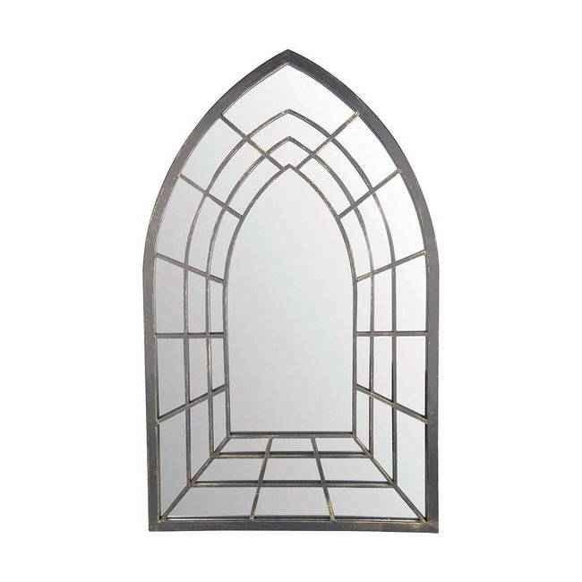 Grand miroir fenêtre en métal Manoir Couleur grey <span itemprop=