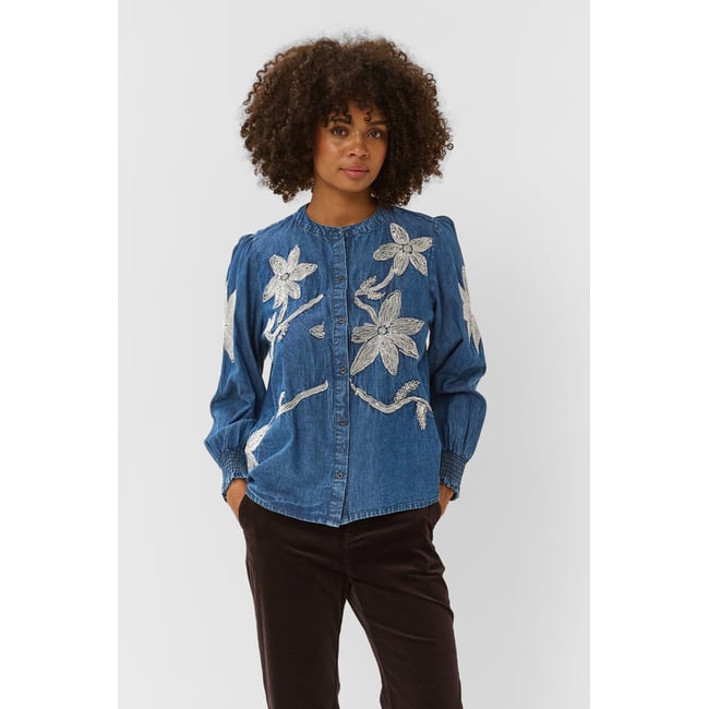 Blouse à manches longues bleu medium blue wash <span itemprop=
