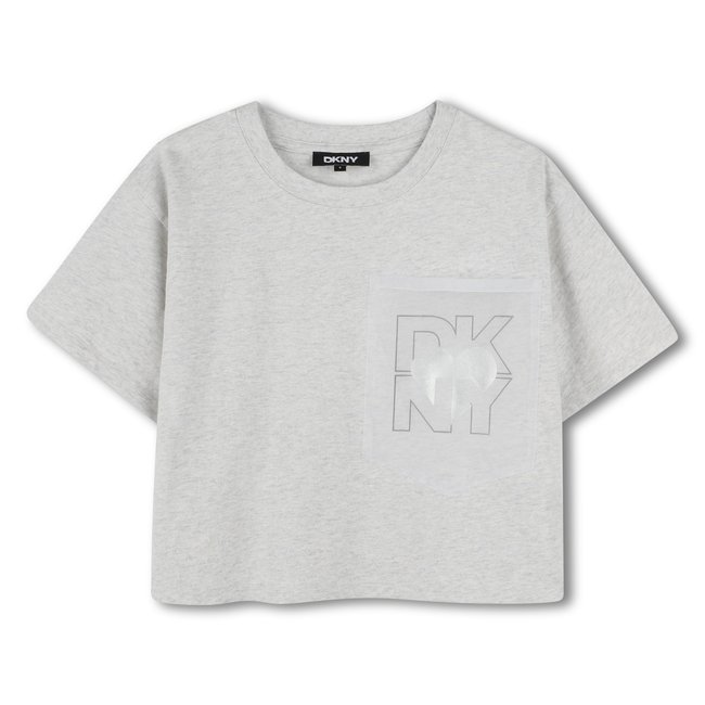 T-shirt ample en coton gris clair chine <span itemprop=