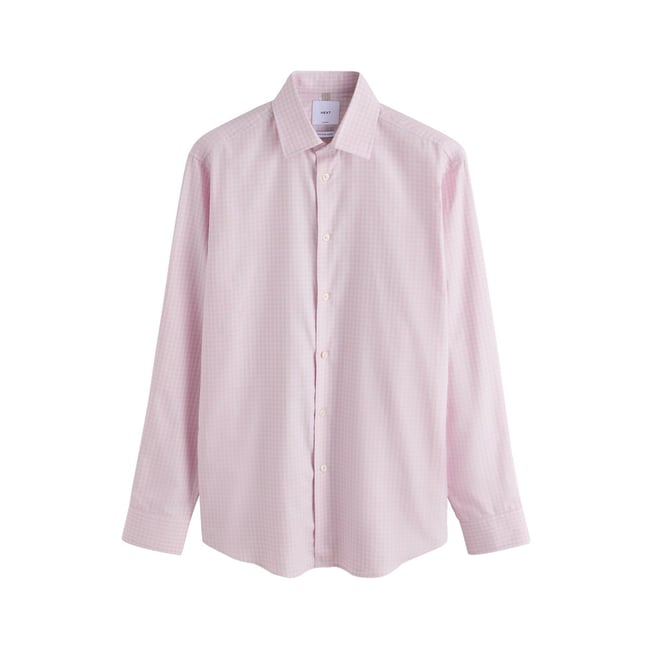 Chemise chic en coton majoritaire vichy rose clair <span itemprop=