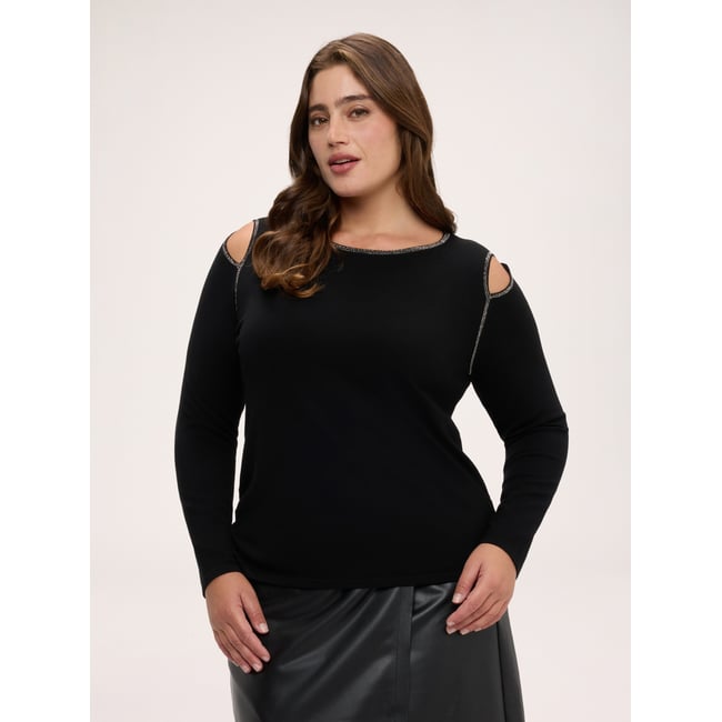 Pull avec détails cut out noir <span itemprop=