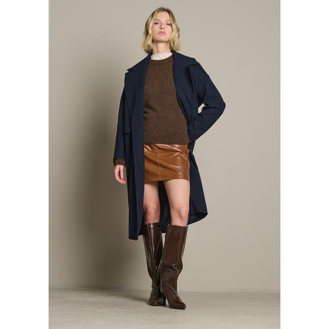 Manteau long oversize bleu marine <span itemprop=