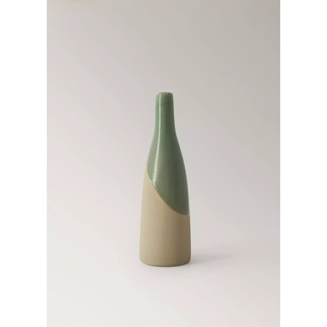 Vase 100 % grès bicolore Couleur turquoise <span itemprop=