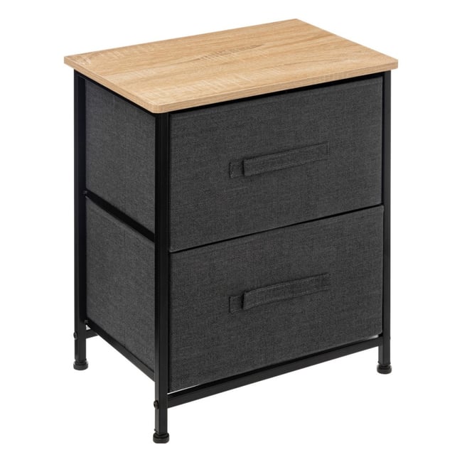 Table de chevet 2 tiroirs métal et tissu Couleur v002229 <span itemprop=