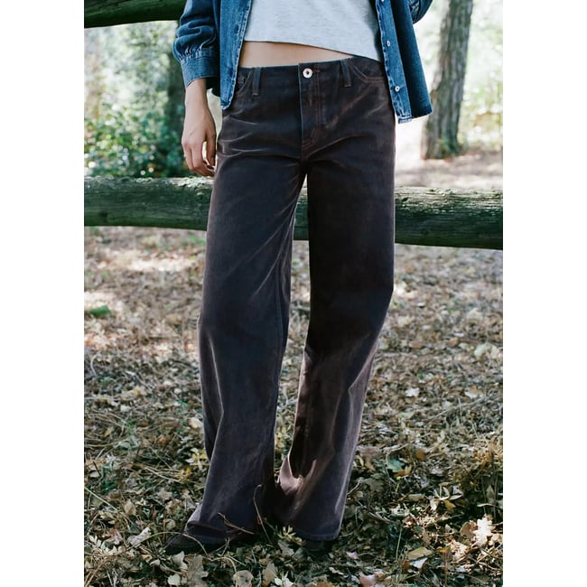 Jean wide leg en velours chocolat <span itemprop=