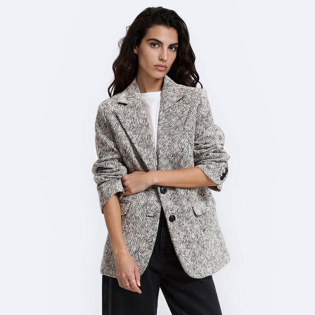 Sebratrykk Jacquard Oversize Blazer svart sebratrykk LA REDOUTE COLLECTIONS