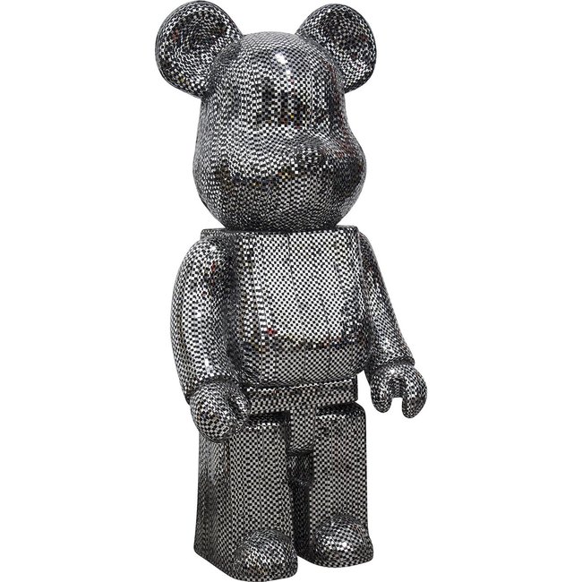 Sculpture ours design en résine Richmond Decoration Couleur gris métallique scintillant <span itemprop=