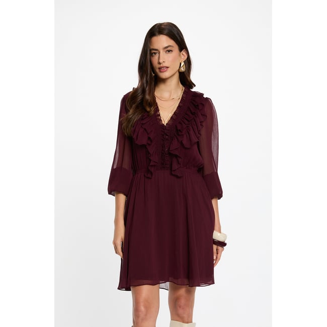 Robe courte ajustée prune <span itemprop=