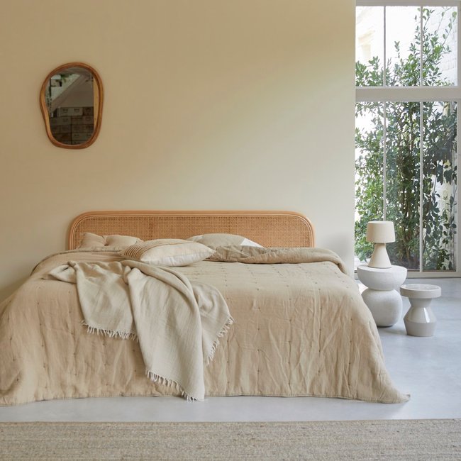 Tête de lit en rotin cannée 200 cm JOSÉPHINE Couleur naturel <span itemprop=