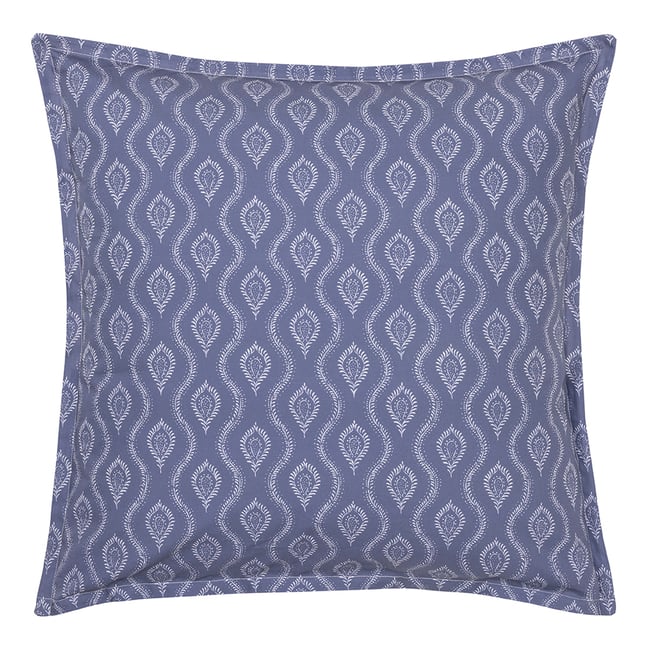 Taie d'oreiller imprimée en percale de coton, HAVELI bleu foncé <span itemprop=