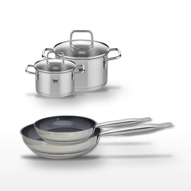 2 poêles 24/28cm + 2 faitouts 12/16cm PROFI THERM PLATINUM gris|noir <span itemprop=