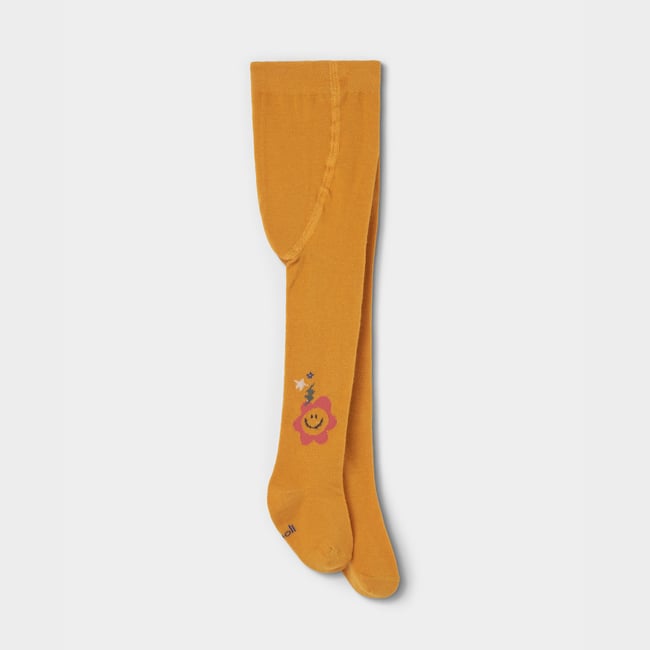 Collant imprimé de fleurs jaune <span itemprop=