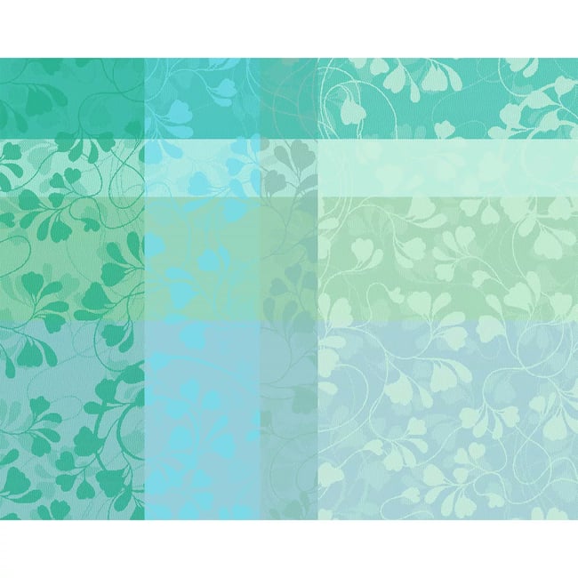 Set pur coton MILLE FEUILLAGES turquoise <span itemprop=