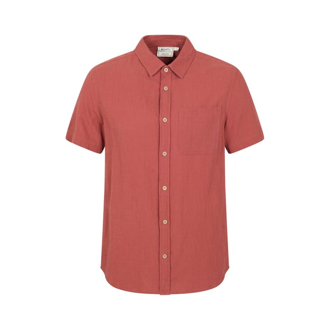 Chemise manches courtes motif/style texturé PALM orange brulée <span itemprop=