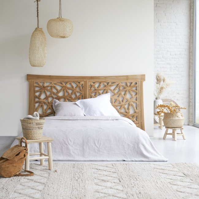 Tête de lit en teck massif 210 cm GENTONG Couleur naturel <span itemprop=