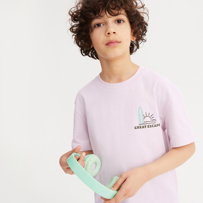 Pack of 4 T-Shirts with Slogan Print and Crew Neck, multi-coloured, LA REDOUTE COLLECTIONS