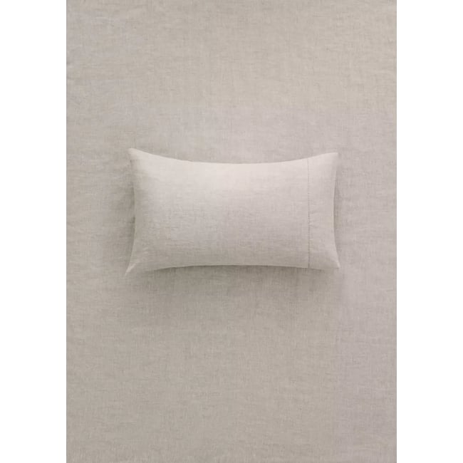 Taie d'oreiller lin lavé ajouré 30x50 cm beige <span itemprop=