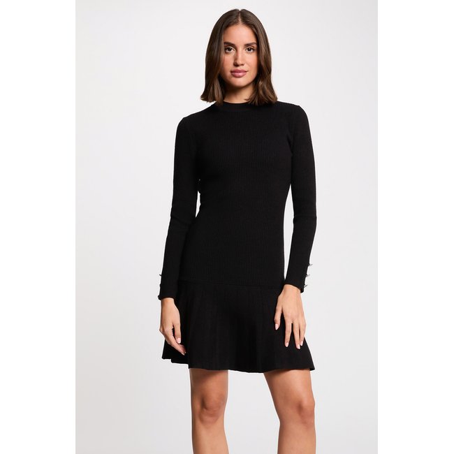Robe courte col rond noir <span itemprop=