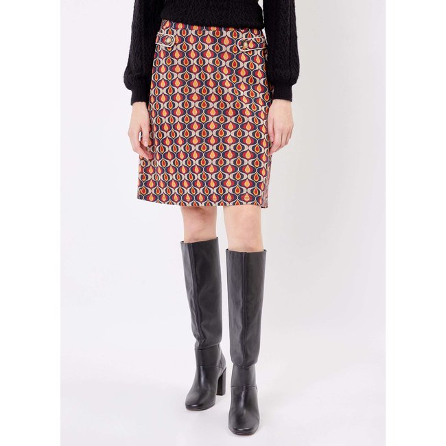Jupe imprimée maille jacquard OLI bordeaux <span itemprop=