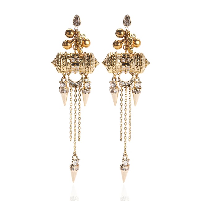 Boucles d'oreilles pendantes avec chaînes MALYA doré <span itemprop=