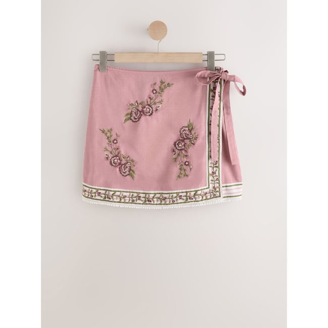Mini jupe portefeuille violet <span itemprop=