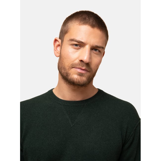 Pull Col Rond Cyprès Noe vert foncé <span itemprop=