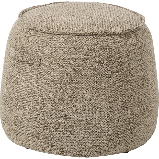 Pouf rond en tissu texturé Couleur marron et écru <span itemprop=