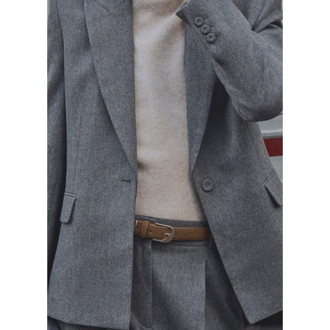 Blazer costume laine vierge gris <span itemprop=