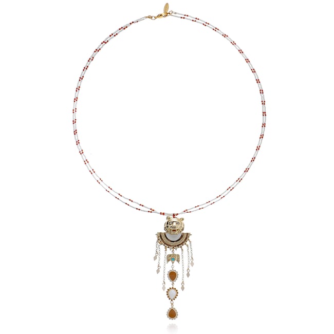 Collier perles avec pendentif tigre et pampilles ARZA - HIPANEMA