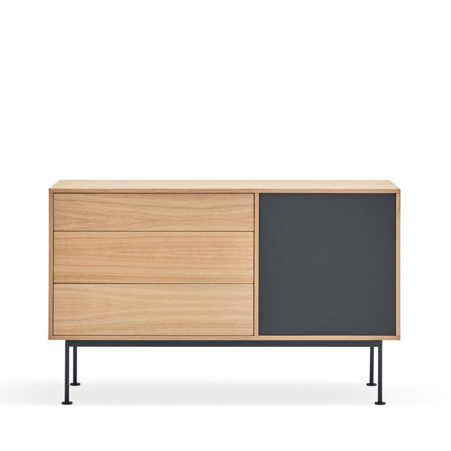 Buffet 1 porte 3 tiroirs en bois L128cm- YOKO - TEULAT