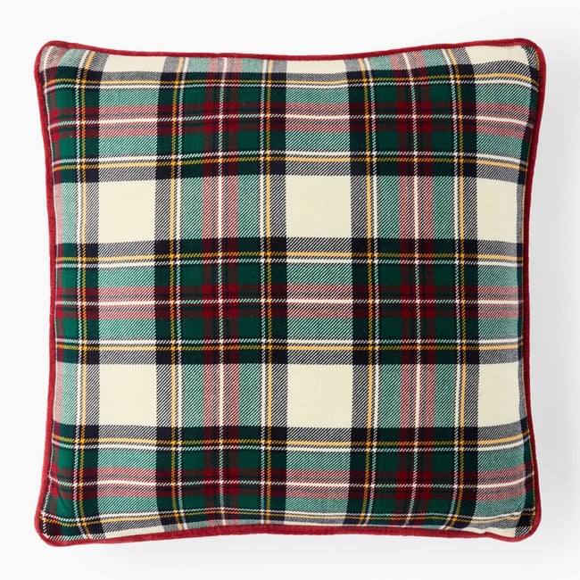 Coussin tartan, 45x45cm velours <span itemprop=