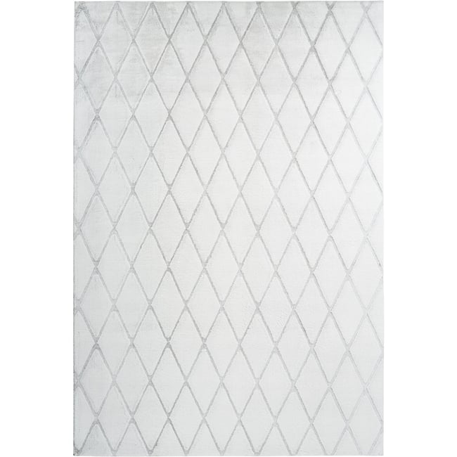 Tapis rectangulaire tufté main, VIVICA Couleur blanc, bleu gris <span itemprop=