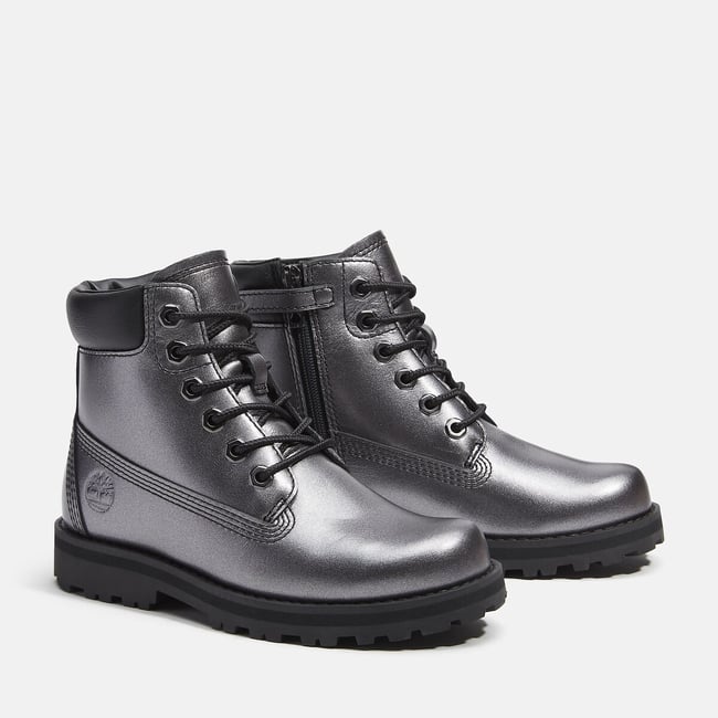 Stivaletti con lacci e zip COURMA KID MID LACE color argento TIMBERLAND