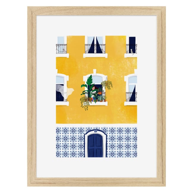 Affiche encadrée Color, cadre en chêne, 30x40cm Couleur jaune-bois massif fsc <span itemprop=