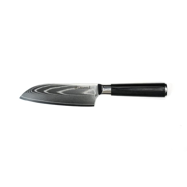 Couteau santoku noir damas 29cm avec étui - 