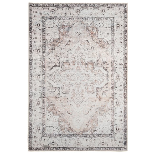 Tapis traditonnel, effet délavé, lavable MARGOT Couleur gris <span itemprop=