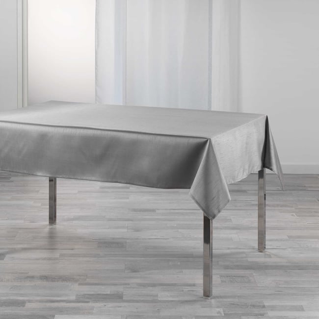 Nappe rectangle shantung Shana gris perle <span itemprop=