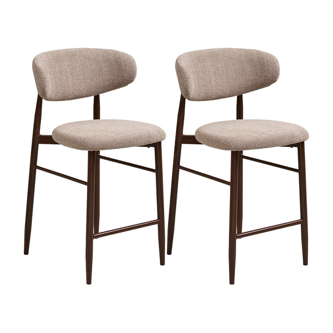 Lot de 2 tabourets en tissu texturé, EDDIE - BEST MOBILIER