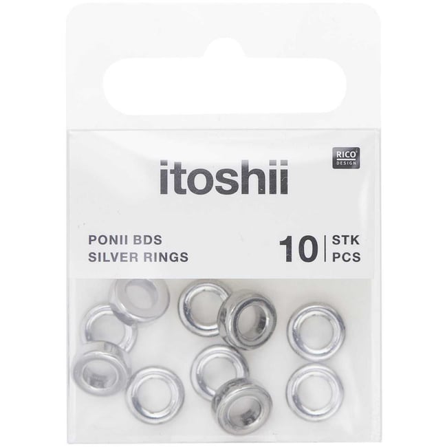 Itoshii pack 10 perles ponii anneau couleur argent - RICO DESIGN