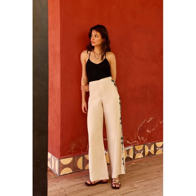 Pantalon droite imprimé ethnique POZOY - LA PETITE ETOILE