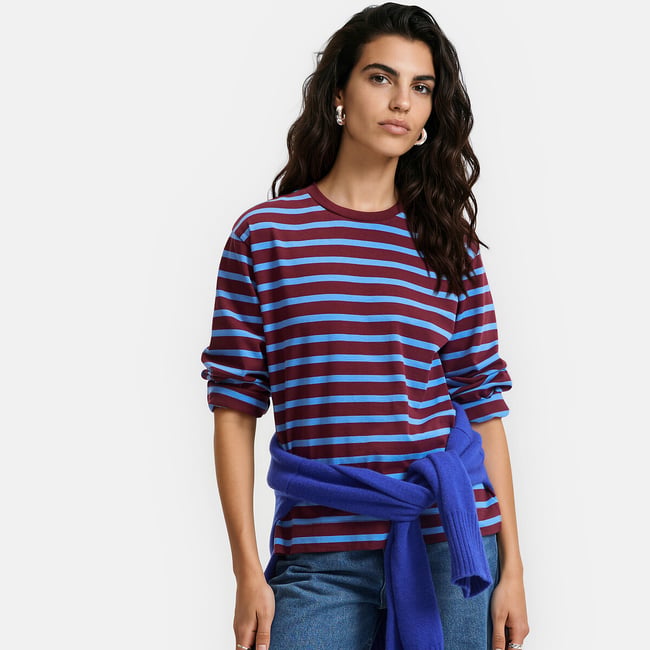 Striped Cotton Loose Fit Long Sleeve T-Shirt - LA REDOUTE COLLECTIONS