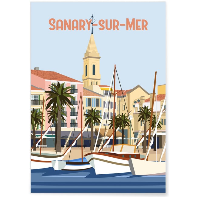 Affiche ville Sanary-sur-Mer Couleur blanc <span itemprop=