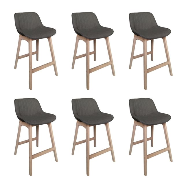 Lot de chaises d'îlot et bar en chêne et assise tissu 65cm MELLOW | Lot de 6 - MOB IN