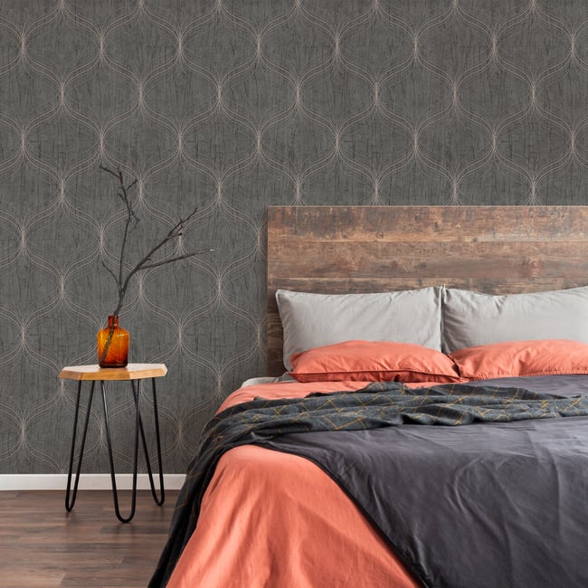 Papier peint Géométrique Effet Optique Couleur gris <span itemprop=