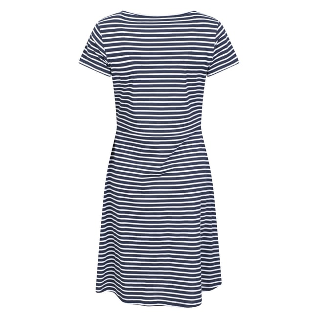 Robe patineuse manches courtes motif/style à rayures ESSENTIALS LORA bleu <span itemprop=