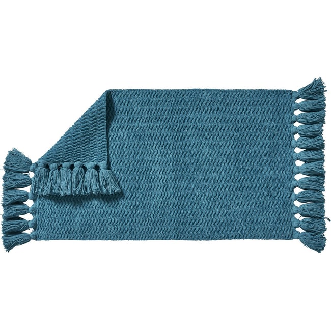 Tapis de bain déco uni à pompons en coton chenille BOLERO - GUY LEVASSEUR