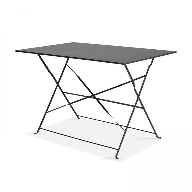 Table de jardin bistrot pliante en métal 4 places, ROME gris anthracite <span itemprop=