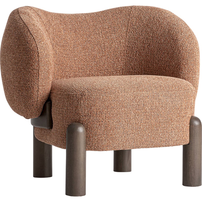 Fauteuil contemporain en bois Couleur terracotta et bois brun <span itemprop=