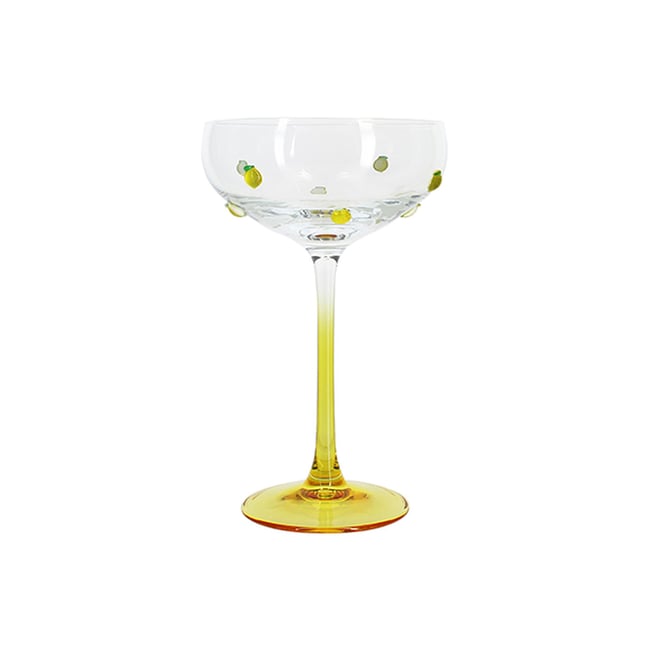Lot de 4 coupes à champagne 27cl en verre, CITRON Couleur jaune-transparent <span itemprop=